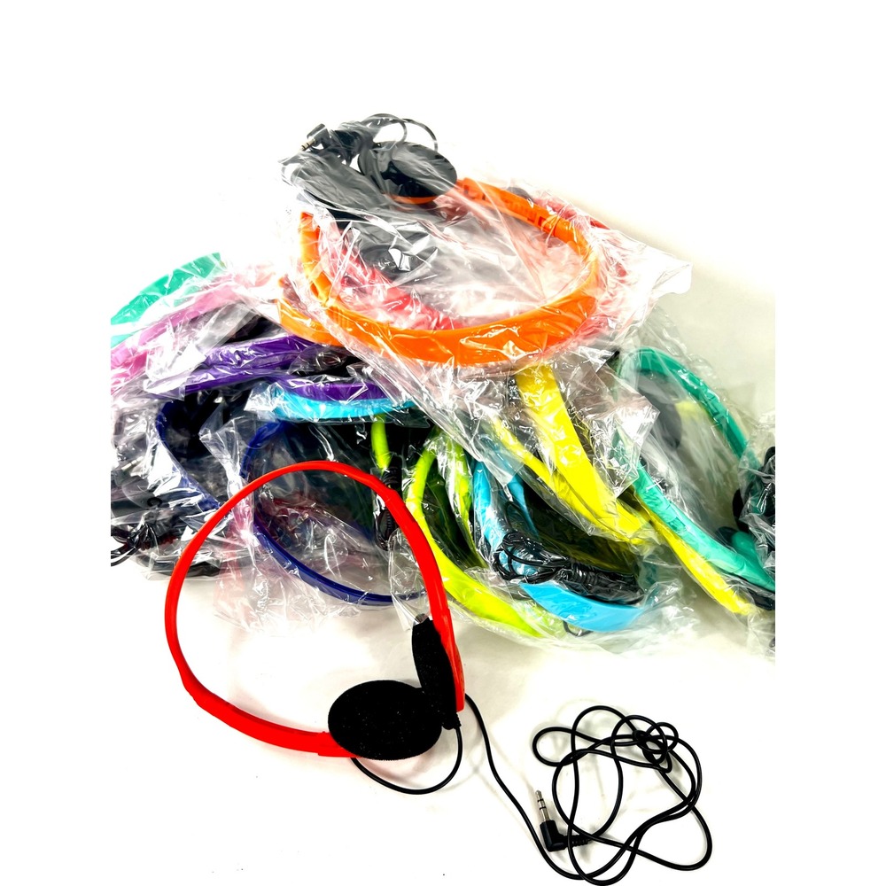 Bulk Lot Kids Wired Headphones 3.5mm Jack Classroom School Multi Color Set